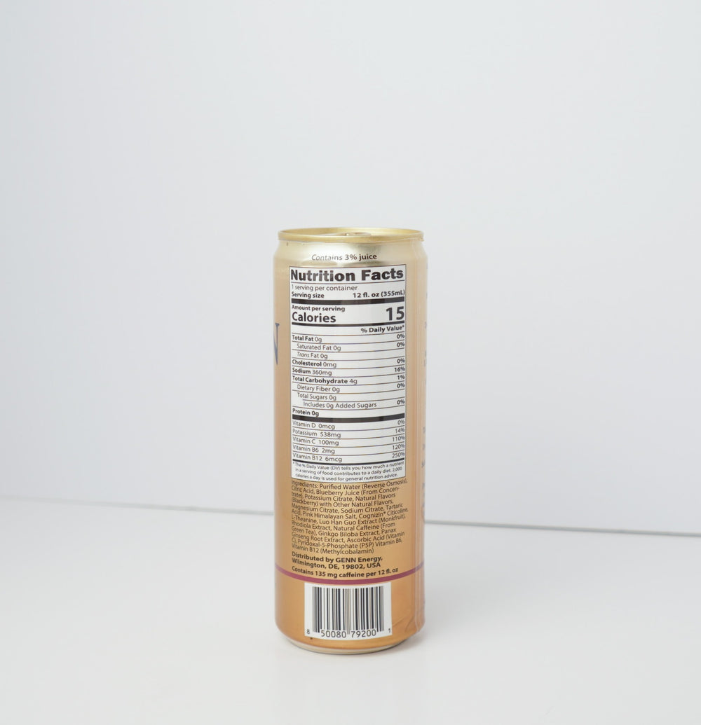 GENN Energy & Hydration Blueberry Blackberry Sparkling Beverage 12 Pack