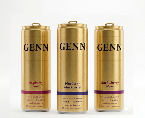 GENN Energy & Hydration Sparkling Beverage Variety - 6 Pack
