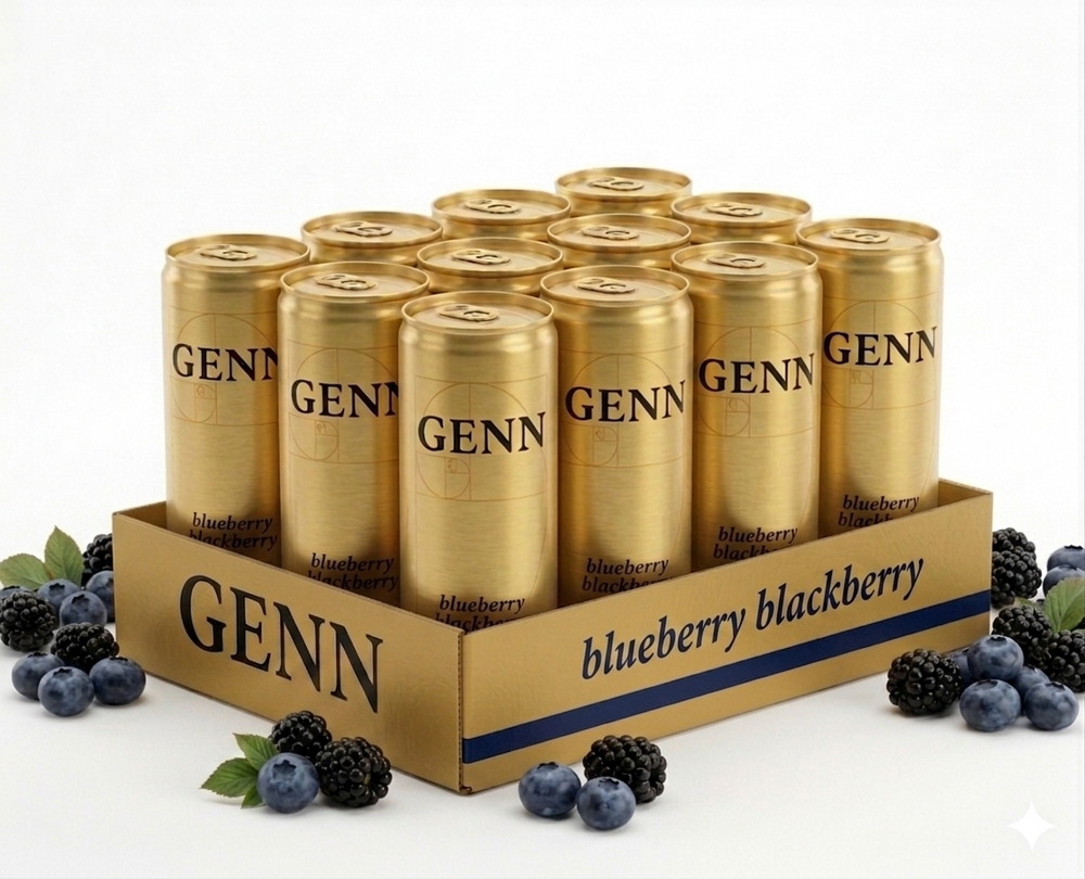 GENN Energy & Hydration Sparkling Beverage - Blueberry Blackberry - 12 Pack