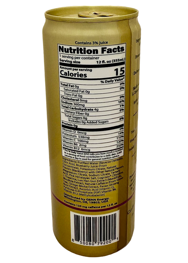 GENN Functional Energy & Hydration Drink – Blueberry Blackberry –  12 Pack