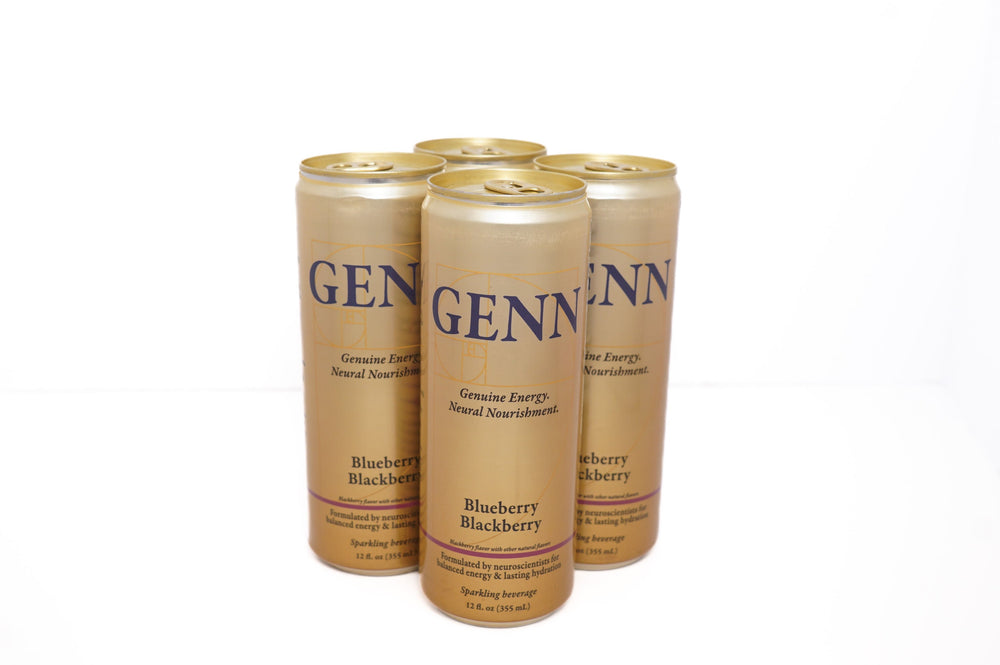 GENN Energy & Hydration Sparkling Beverage Blueberry Blackberry 4 Pack